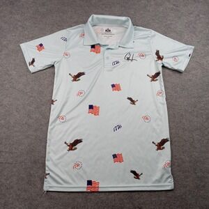 Gashouse Golf Polo Shirt Mens Small Blue 1776 Eagle Flag Patriotic Stretch